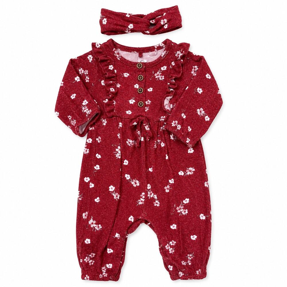 Jessica Simpson Baby Girl Floral Outfit size 3/6mo with Headband